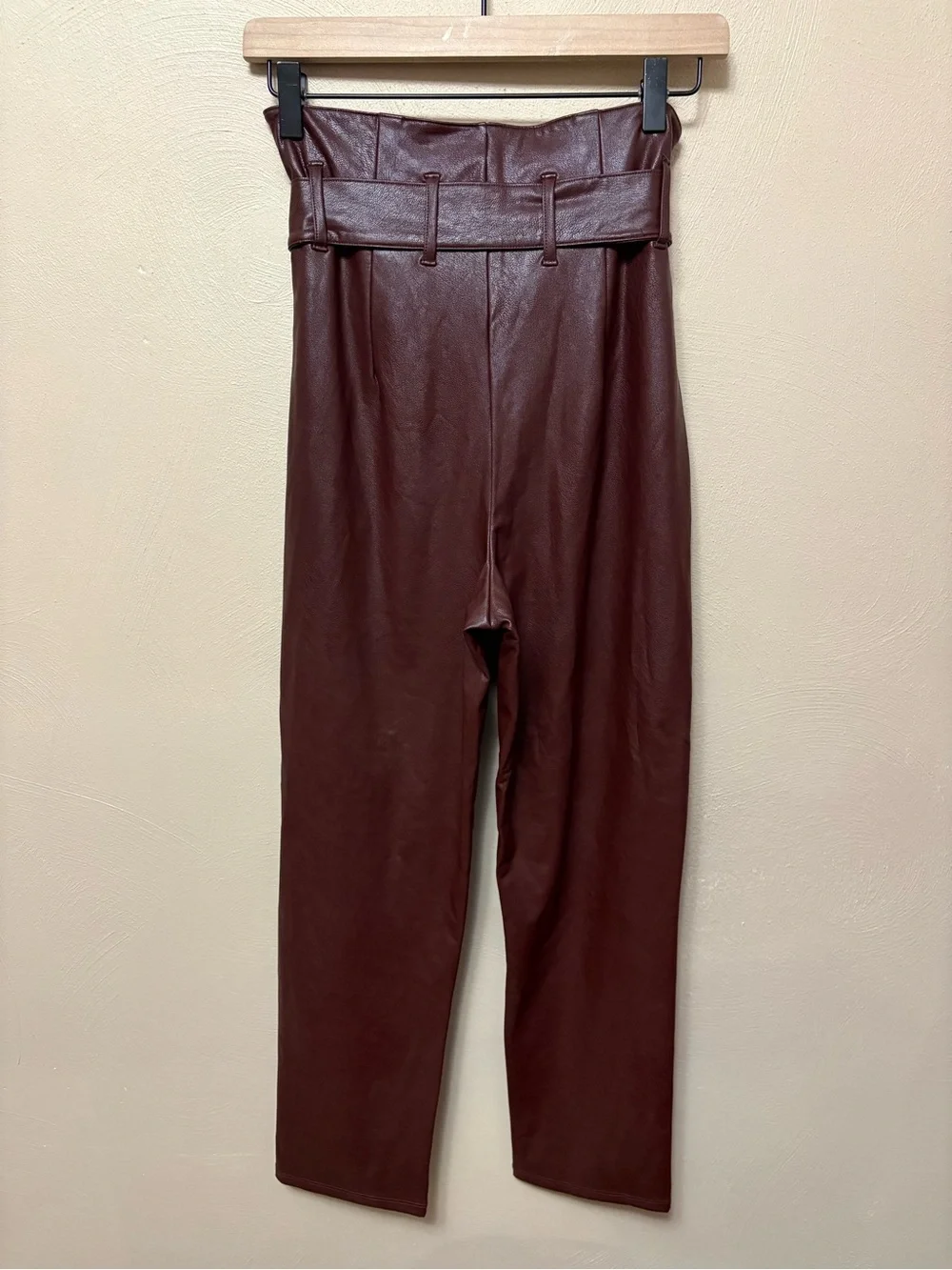Commando Faux Leather Paperbag Pant Oxblood Red Maroon Size XS NWT New